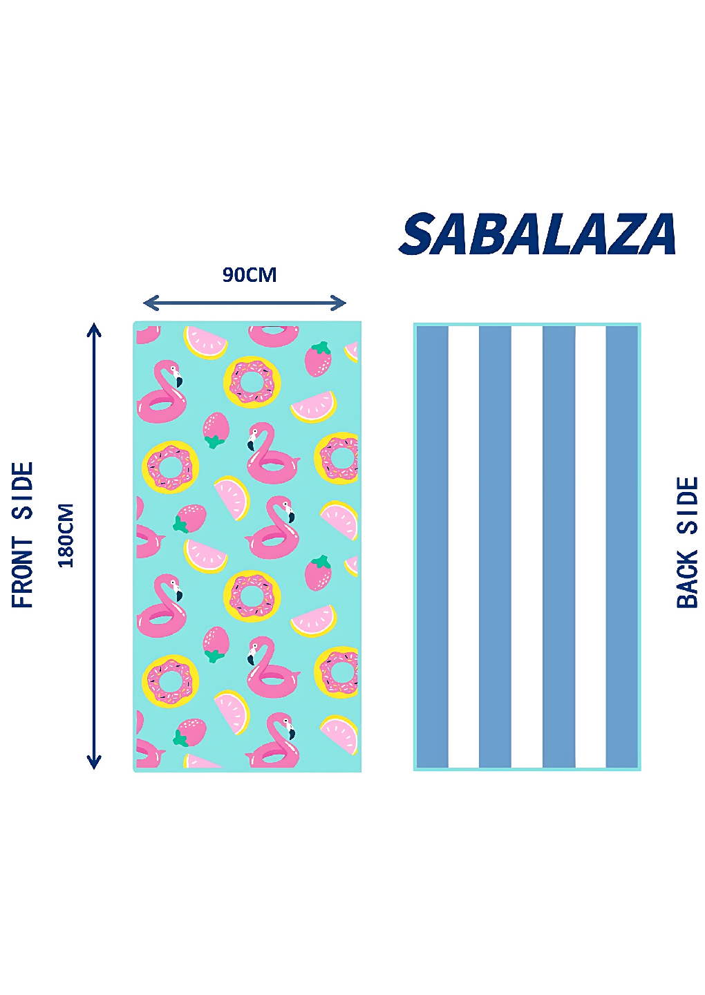 180×90CM XL Double Sided Beach Towel-Donuts, Flamingo,Strawberries,Watermelon