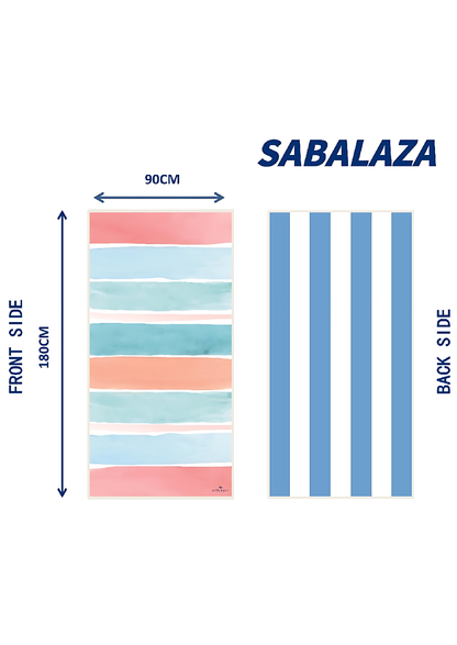 180×90CM XL Double Sided Beach Towel-Pink&Blue Stripes