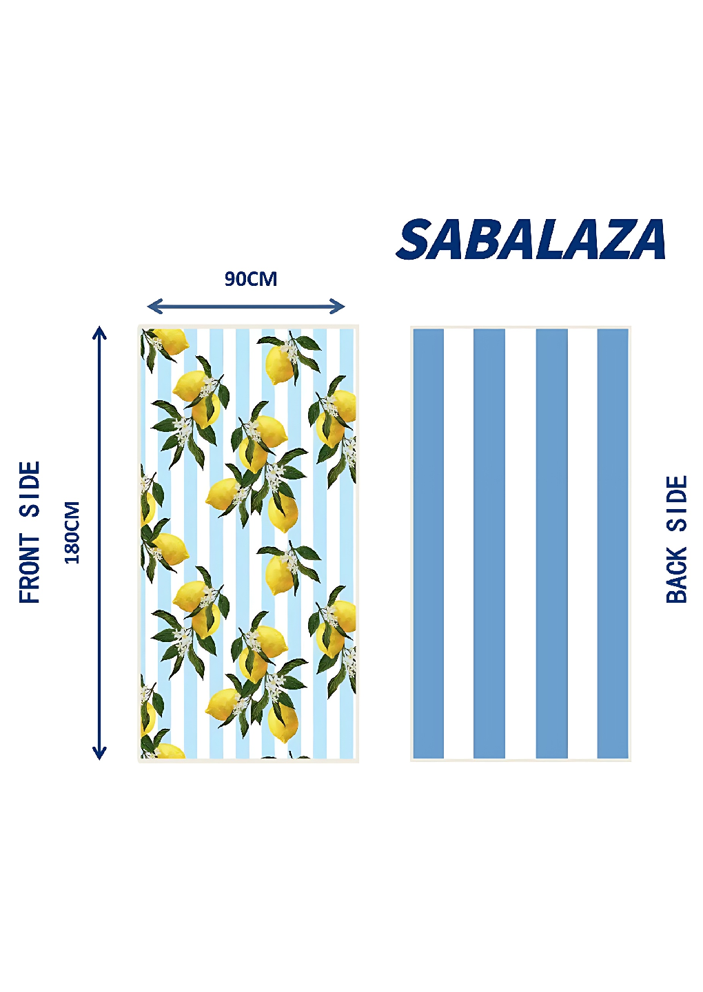 180×90CM XL Double Sided Beach Towel-Lemon