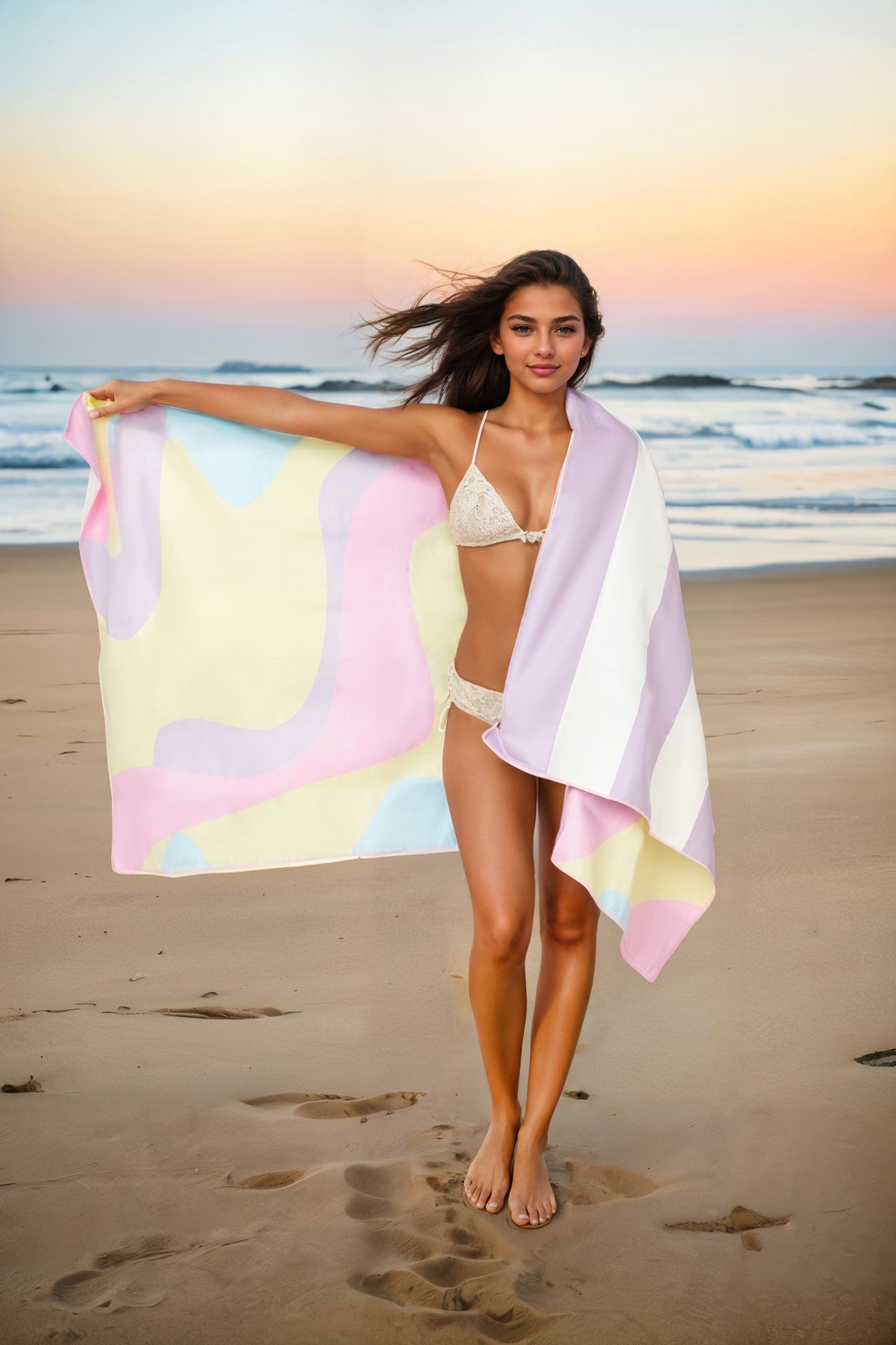 180×90CM XL Double Sided Beach Towel-Colorful Wavy