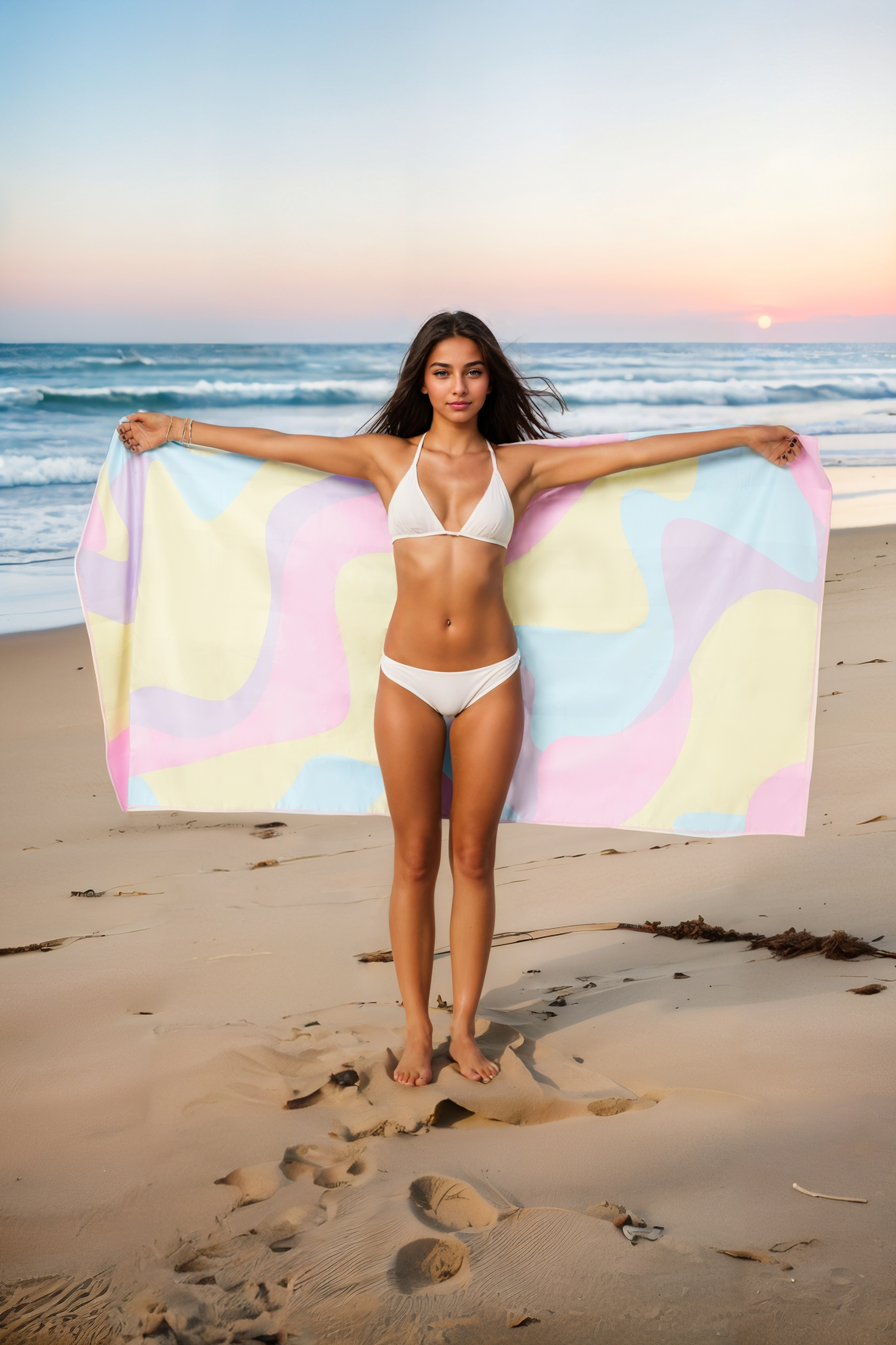 180×90CM XL Double Sided Beach Towel-Colorful Wavy