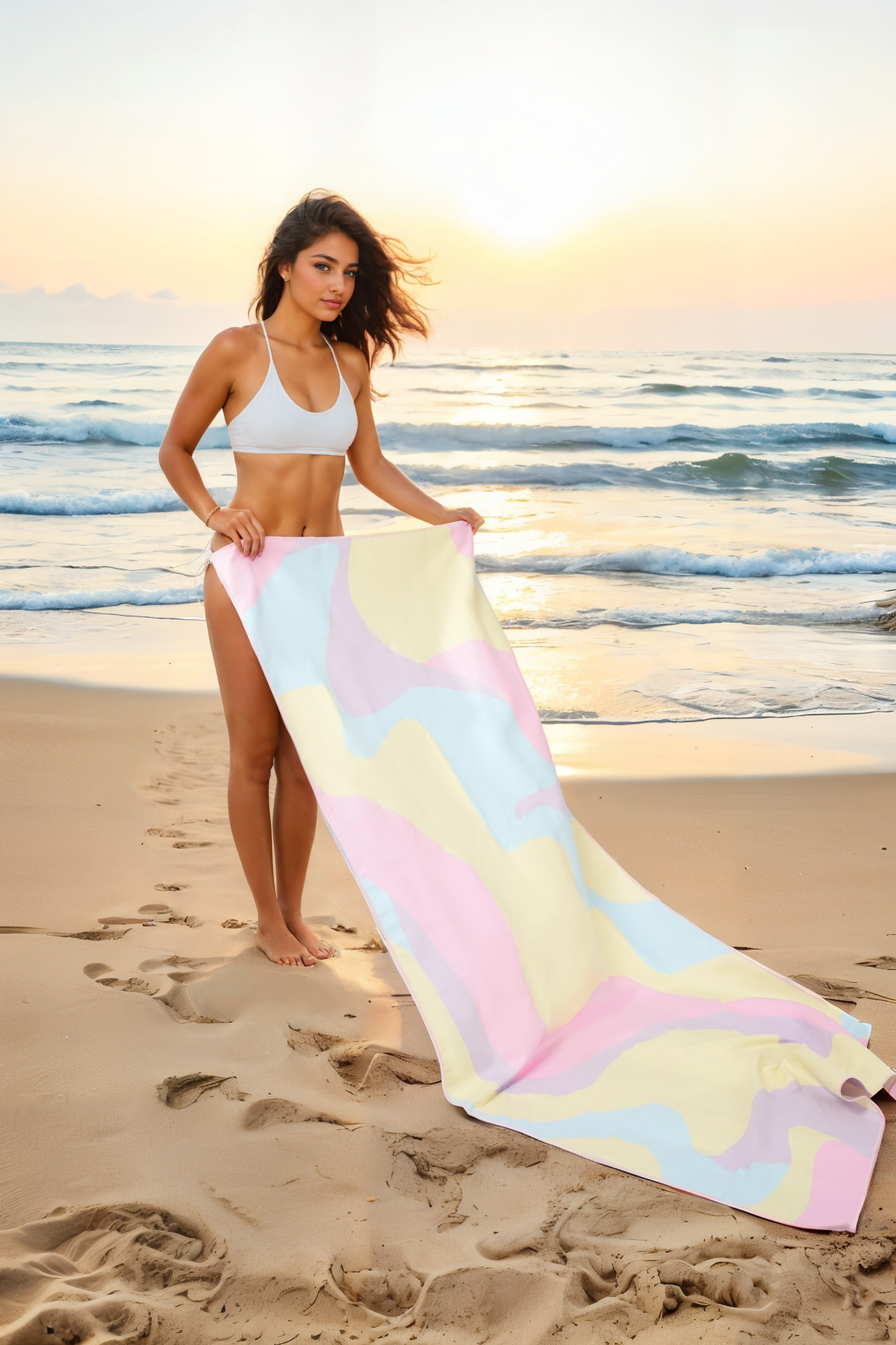 180×90CM XL Double Sided Beach Towel-Colorful Wavy