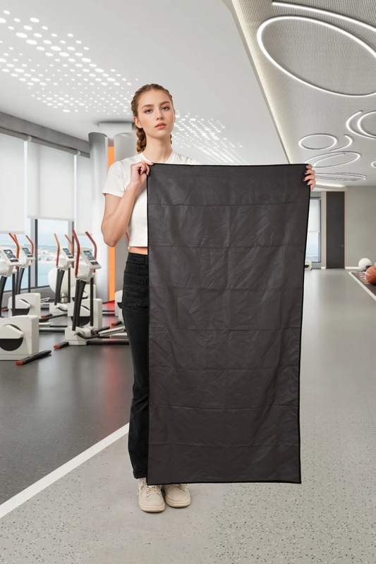 120×60CM Double Sided Gym Towel-Black And Grey