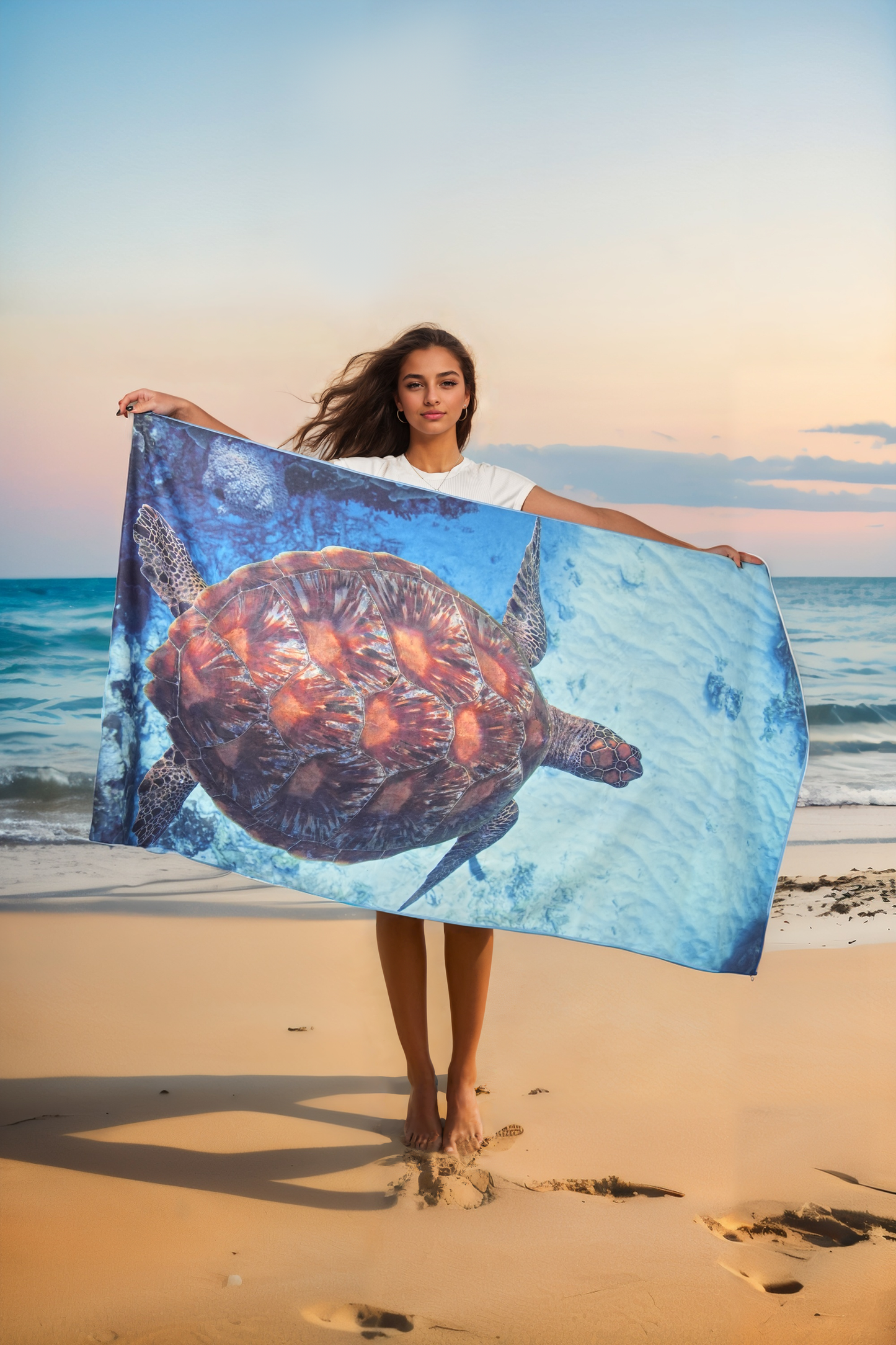 180×90CM XL Double Sided Beach Towel-Sea Turtle