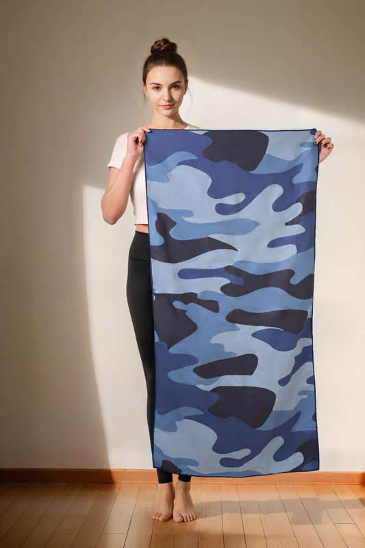 120×60CM Double Sided Gym Towel-Blue Camouflage