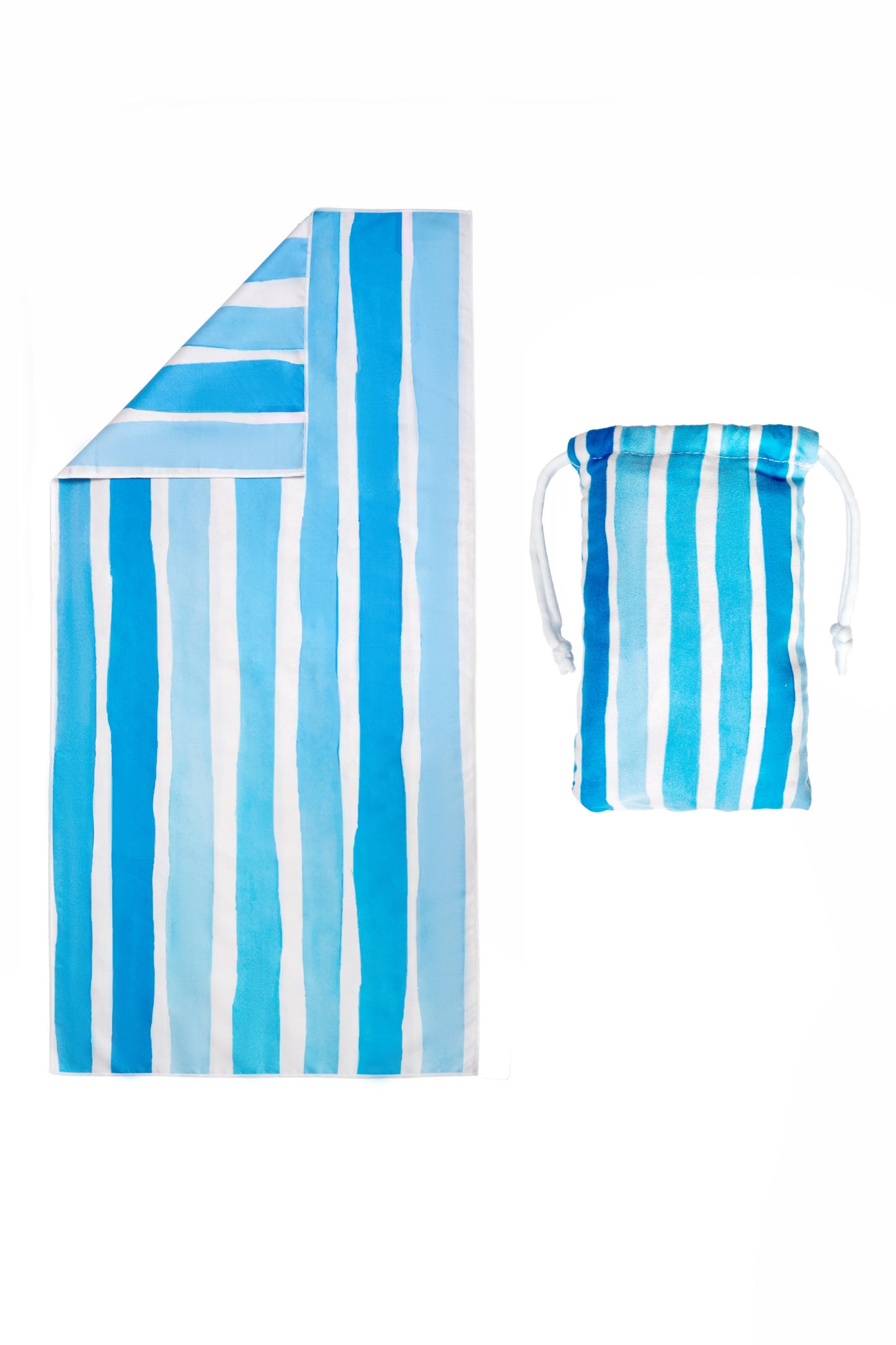 120×60CM Double Sided Gym Towel-Blue & White Stripes