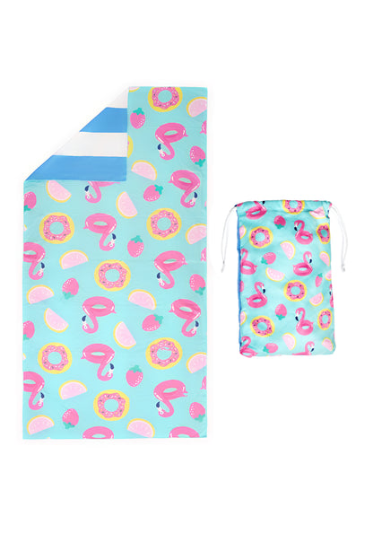 180×90CM XL Double Sided Beach Towel-Donuts, Flamingo,Strawberries,Watermelon