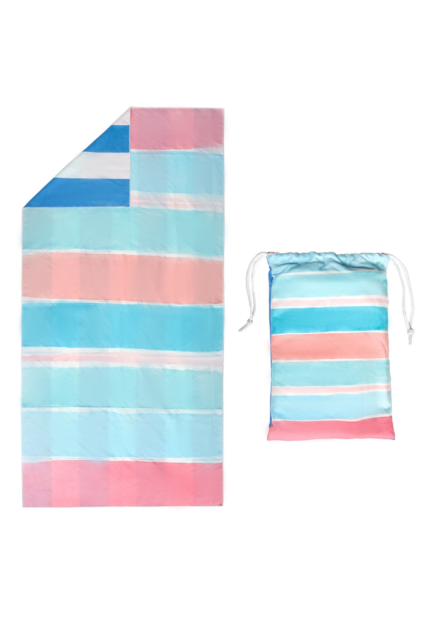 180×90CM XL Double Sided Beach Towel-Pink&Blue Stripes